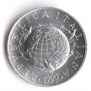 1999 - Lire 5000 argento Italia Verso il 2000 soggetto La Terra